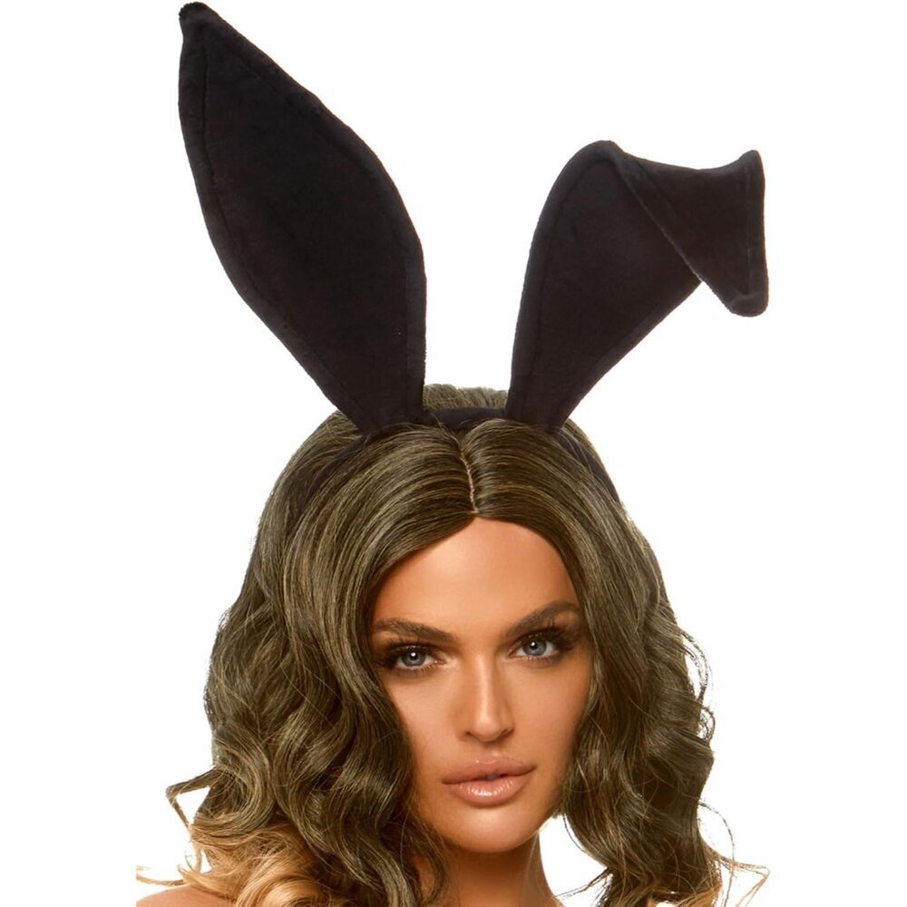 Velvet Bunny Ear Headband White Bendable Flexible Costume Accessory